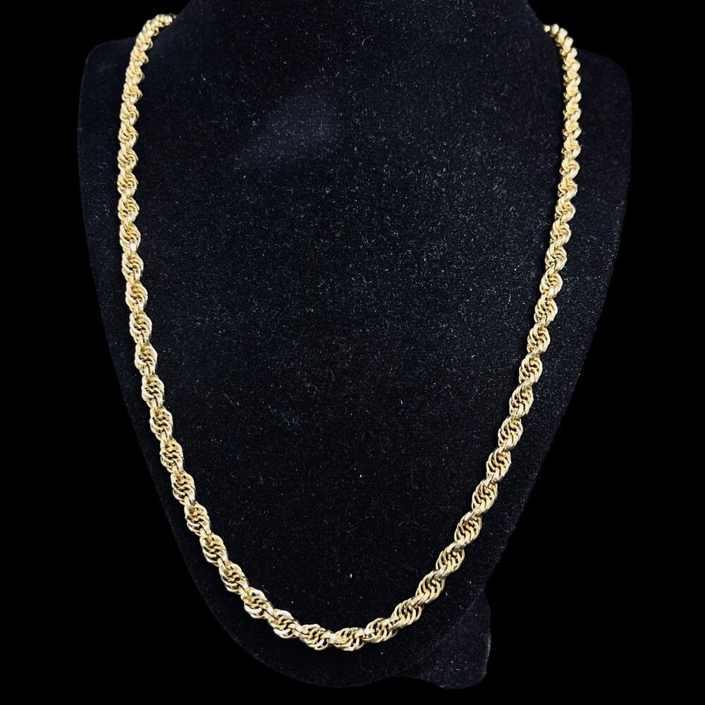 Vintage Heavy Gold Tone Rope Chain Necklace (5361)
